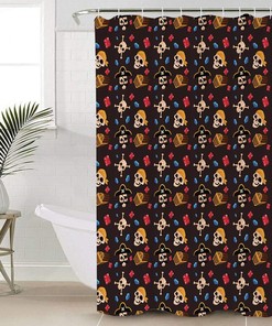 Pirate and Skull Shower Curtain Sea Rover Sailing Viking Dark shower curtain for Bathroom Curtains Waterproof Fabric Bath Curtain