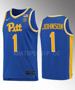 Pitt Panthers Dior Johnson 1 Jersey 2022-23 College Basketball Royal Uniform