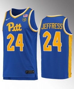 Pitt Panthers William Jeffress 24 Jersey 2022-23 College Basketball Royal Uniform