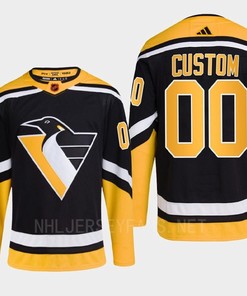 Pittsburgh Penguins 2022 Reverse Retro 2.0 Custom 00 Black Primegreen Jersey Men's