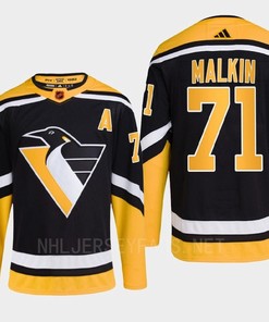 Pittsburgh Penguins 2022 Reverse Retro 2.0 Evgeni Malkin 71 Black Primegreen Jersey Men's