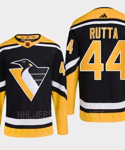 Pittsburgh Penguins 2022 Reverse Retro 2.0 Jan Rutta 44 Black Primegreen Jersey Men's