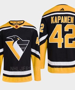 Pittsburgh Penguins 2022 Reverse Retro 2.0 Kasperi Kapanen 42 Black Primegreen Jersey Men's