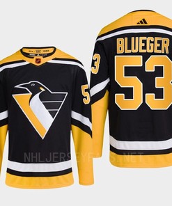 Pittsburgh Penguins 2022 Reverse Retro 2.0 Teddy Blueger 53 Black Primegreen Jersey Men's