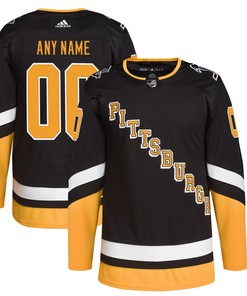 Pittsburgh Penguins Adidas 2021/22 Alternate Primegreen Authentic Pro Custom Jersey - Black Nhl