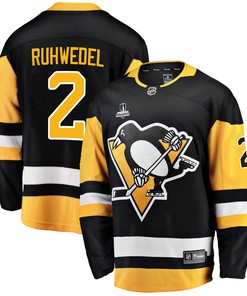 Pittsburgh Penguins Chad Ruhwedel 2 Home 2022 Stanley Cup Final Breakaway Men Jersey - Black