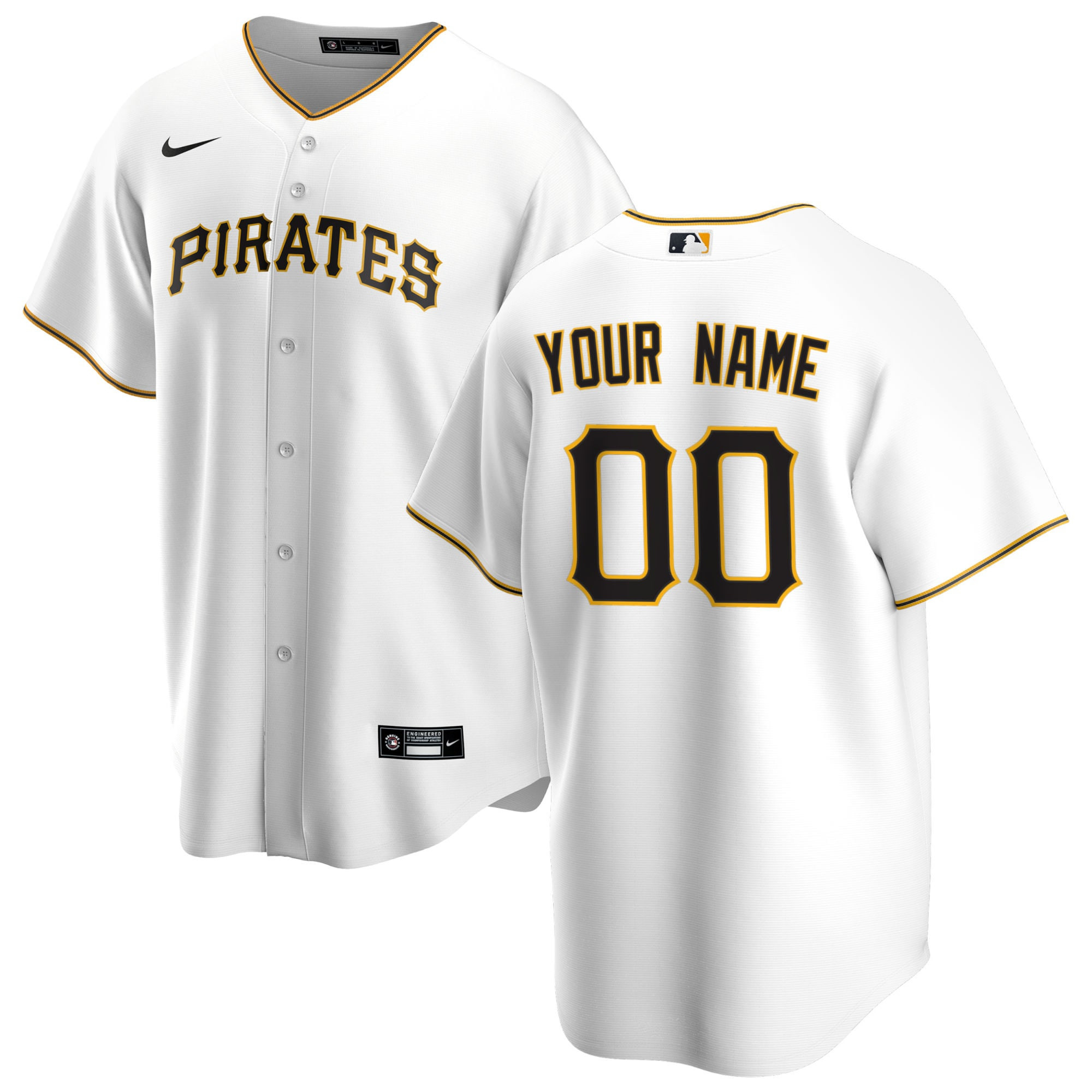 Pittsburgh Pirates Home Replica Custom Jersey White Custom Jerseys Mlb