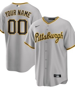 Pittsburgh Pirates Road Custom Men Jersey - Gray
