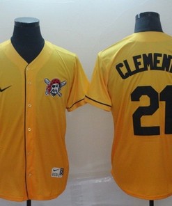 Pittsburgh Pirates Roberto Clemente #21 2020 Mlb Gradient Yellow Jersey