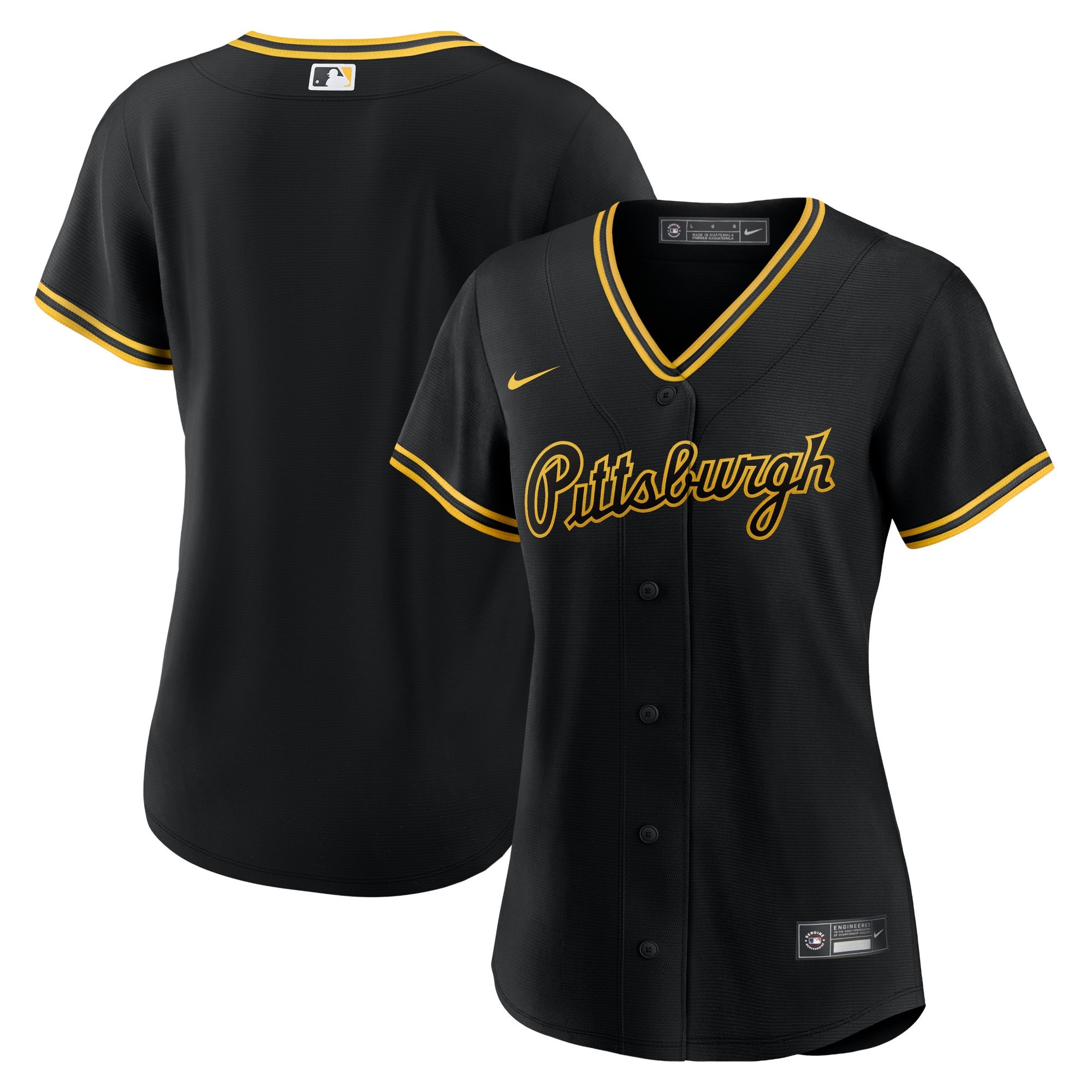 Pittsburgh Pirates Womens Alternate Replica Team Script Jersey - Black Mlb
