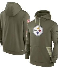 Pittsburgh Steelers 2022 Salute to Service Therma Performance Pullover Hoodie - Olive, Men