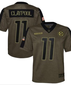 Pittsburgh Steelers Chase Claypool 11 Nfl Olive 2021 Salute To Service Game Men Jersey For Steelers Fans