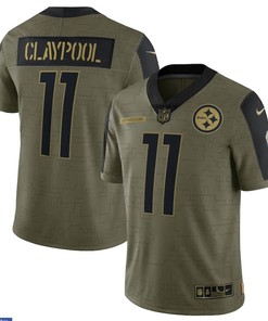 Pittsburgh Steelers Chase Claypool 11 Nfl Olive 2021 Salute To Service Player Men Jersey For Steelers Fans