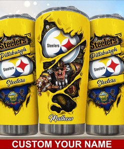 Pittsburgh Steelers Custom Name Tumbler - Personalized Pittsburgh Steelers Custom Name Tumbler for Die-Hard Fans