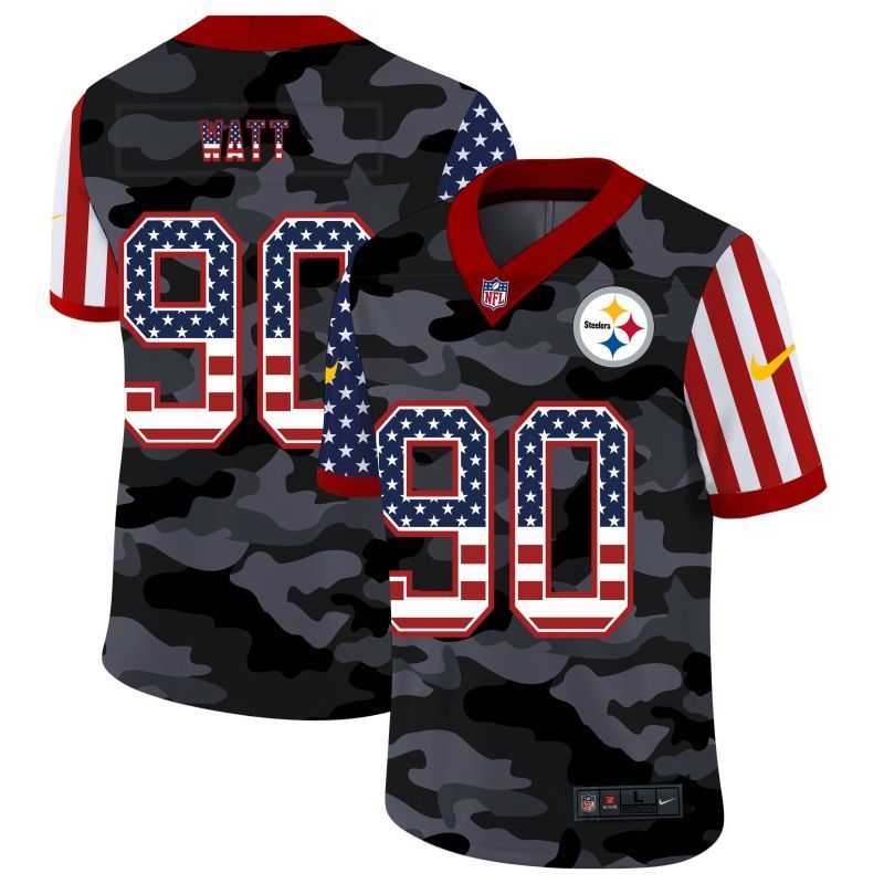 Pittsburgh Steelers J.j.watt #90 Nfl 2020 American Flag Camo Jersey