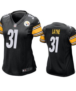Pittsburgh Steelers Justin Layne 2019 Nfl Draft Black Game Womens Jersey