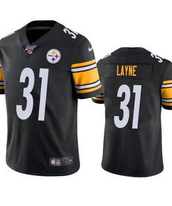 Pittsburgh Steelers Justin Layne Black 100th Season Vapor Limited Jersey
