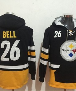 Pittsburgh Steelers Leveon Bell #26 Nfl 2020 Black And Yellow Hoodie Jersey