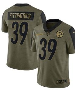 Pittsburgh Steelers Minkah Fitzpatrick 39 Nfl Olive 2021 Salute To Service Player Men Jersey For Steelers Fans