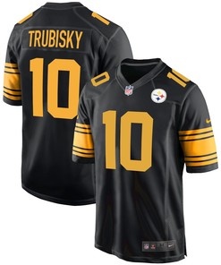 Pittsburgh Steelers Mitchell Trubisky 10 Alternate Game Player Jersey - Black Jersey