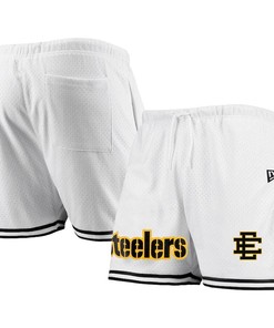 Pittsburgh Steelers Team White/Black Mesh Shorts - Men
