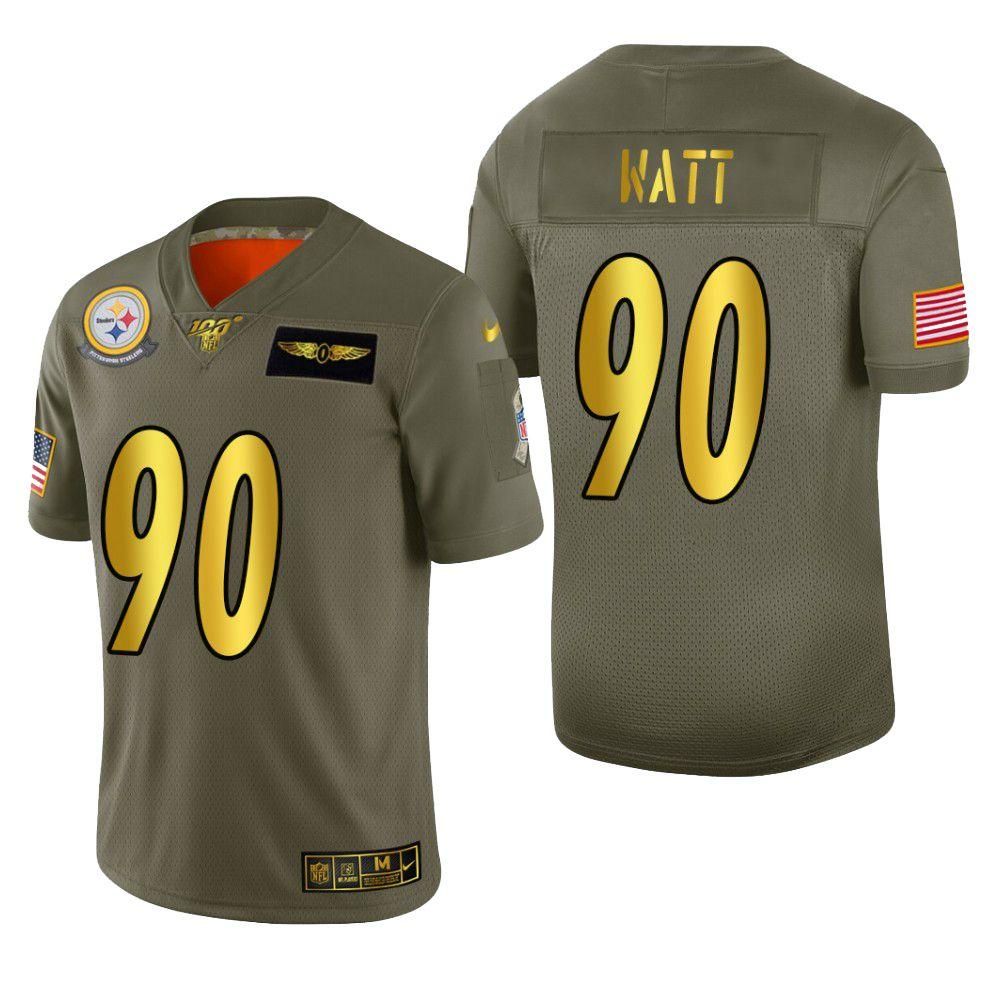 Pittsburgh Steelers T.j. Watt 2019 Salute To Service Nfl 100 Jersey Metallic