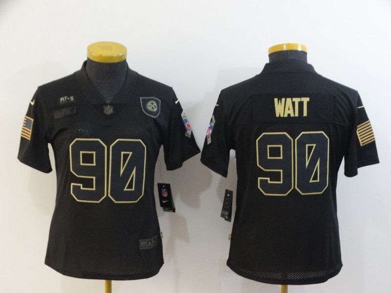Pittsburgh Steelers T.j. Watt #90 Nfl 2020 Black Womens Jersey