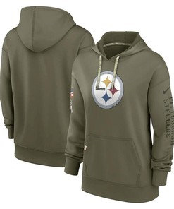Pittsburgh Steelers Women's 2022 Salute To Service Performance Pullover Hoodie - Olive