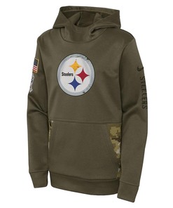 Pittsburgh Steelers Youth 2022 Salute To Service Performance Pullover Hoodie - Olive