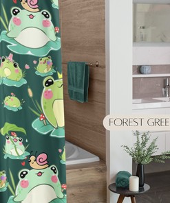 Playful Frog Shower Curtain for Cottagecore Bath Decor and Cute Bathroom Design