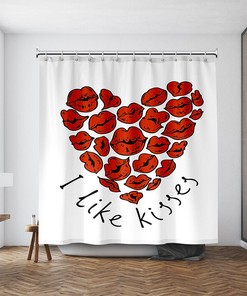 Playful Love - 3D Heart Lip Printing Waterproof Shower Curtain for Bathroom Decor