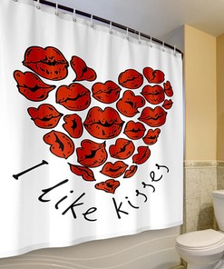 Playful Love - 3D Heart Lip Printing Waterproof Shower Curtain for Bathroom Decor