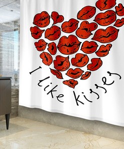 Playful Love - 3D Heart Lip Printing Waterproof Shower Curtain for Bathroom Decor