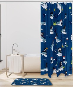 Plush Leopard Fabric Shower Curtain in Waterproof Fabric for Bathroom Decoration
