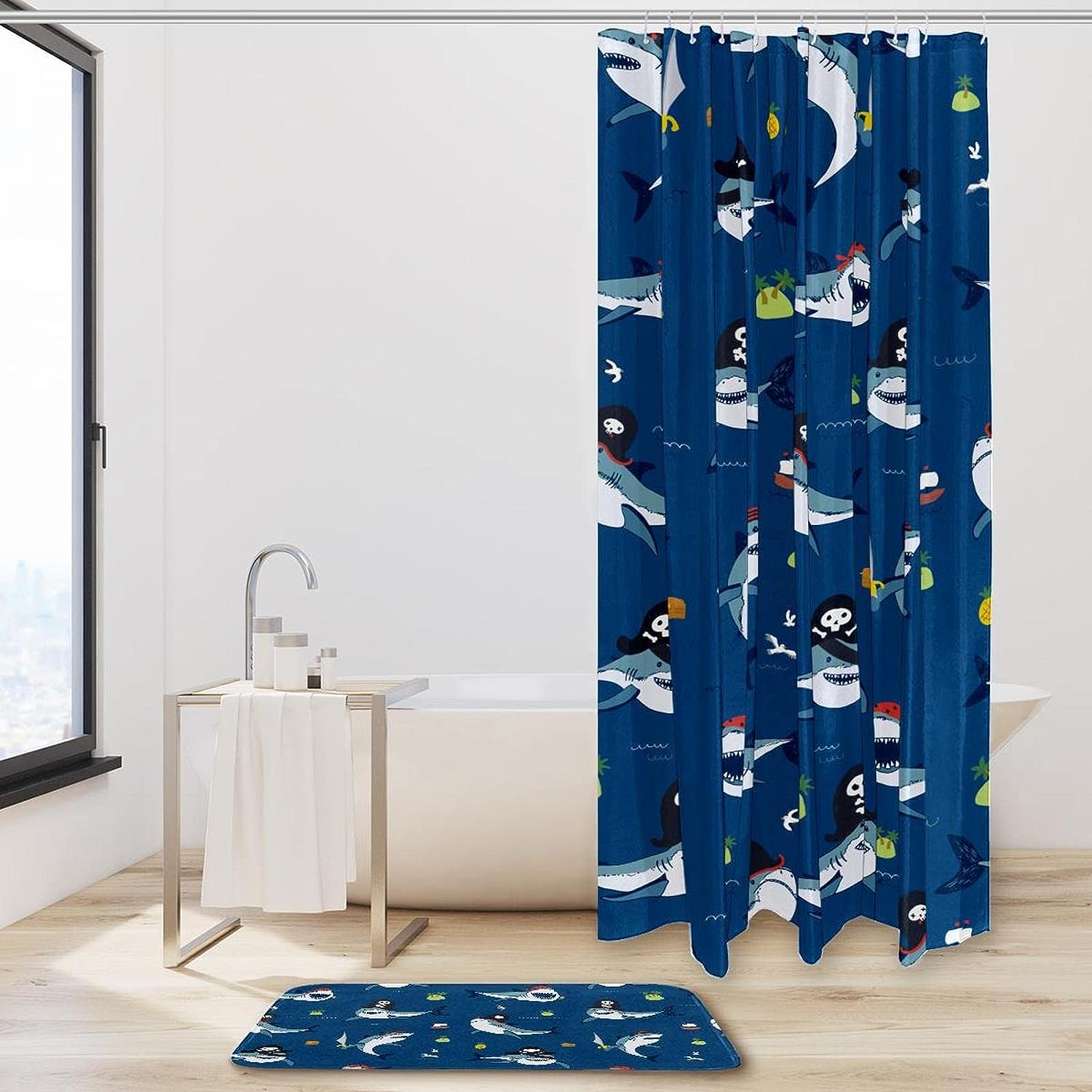 Plush Leopard Fabric Shower Curtain in Waterproof Fabric for Bathroom Decoration