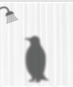 Polar Animal Silhouette Showering Penguin Shower Curtain Bathroom Decor