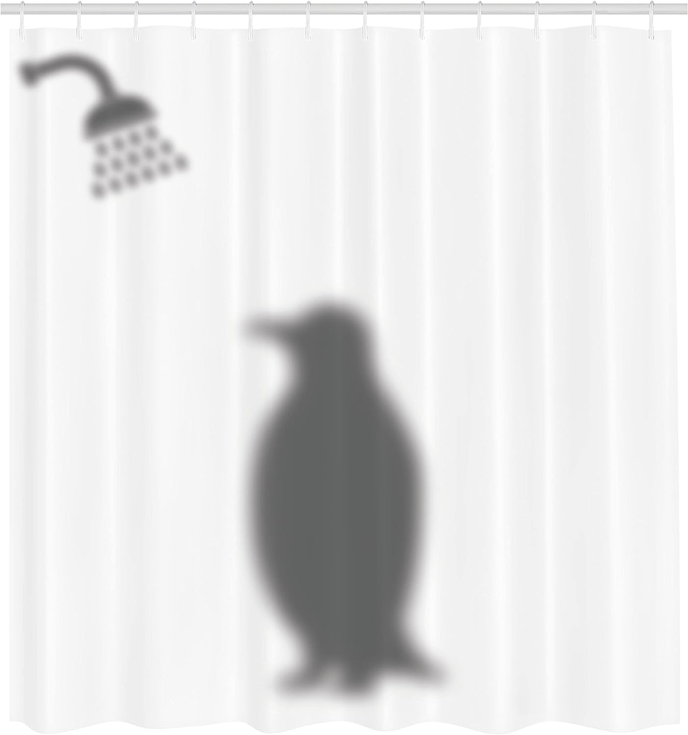 Polar Animal Silhouette Showering Penguin Shower Curtain Bathroom Decor