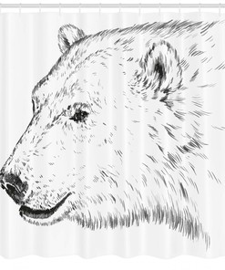 Polar Bear Face Sketchy Shower Curtain for Bathroom Decor - Animal Print