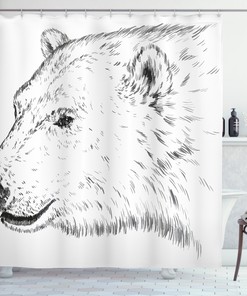 Polar Bear Face Sketchy Shower Curtain for Bathroom Decor - Animal Print