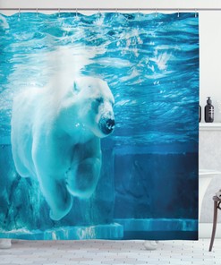 Polar Underwater Bear Shower Curtain for Arctic Bathroom