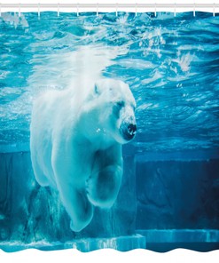 Polar Underwater Bear Shower Curtain for Arctic Bathroom