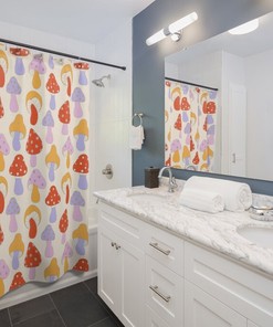 Pop Art Boho Mushrooms Shower Curtain for Bold Bathroom Decor 