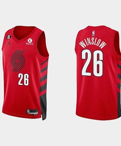 Portland Trail Blazers 26 Justise Winslow 2022-23 Statement Edition Red Men Jersey