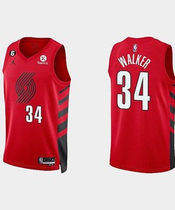 Portland Trail Blazers 34 Jabari Walker 2022-23 Statement Edition Red Men Jersey