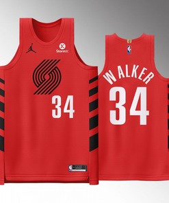 Portland Trail Blazers 34 Jabari Walker Red Jersey 2022-23 Statement Edition