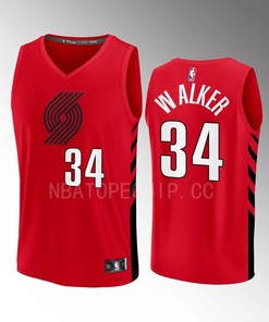 Portland Trail Blazers 34 Jabari Walker Statement Edition Men Jersey 2022-23 Fast Break Player Red
