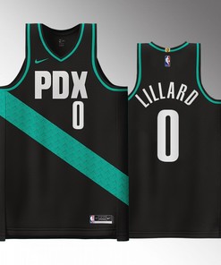 Portland Trail Blazers Damian Lillard 0 2022-23 City Edition Black Men Jersey
