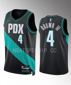 Portland Trail Blazers Greg Brown III 4 2022-23 City Edition Black Jersey Swingman