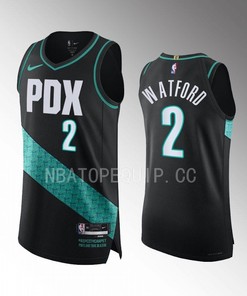 Portland Trail Blazers Trendon Watford 2 Black Jersey 2022-23 City Edition
