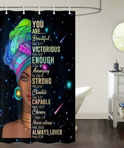 Positive African American Women Black Girl Shower Curtain for Inspirational Bathroom Decor
